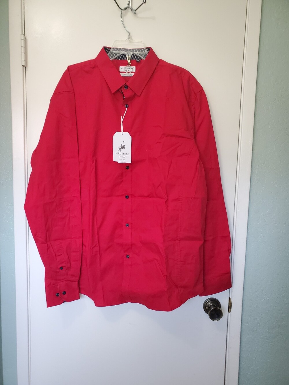 Alex Vando Men's Stretch Red Long Sleeve Button Down Dress Shirt XXL NWT